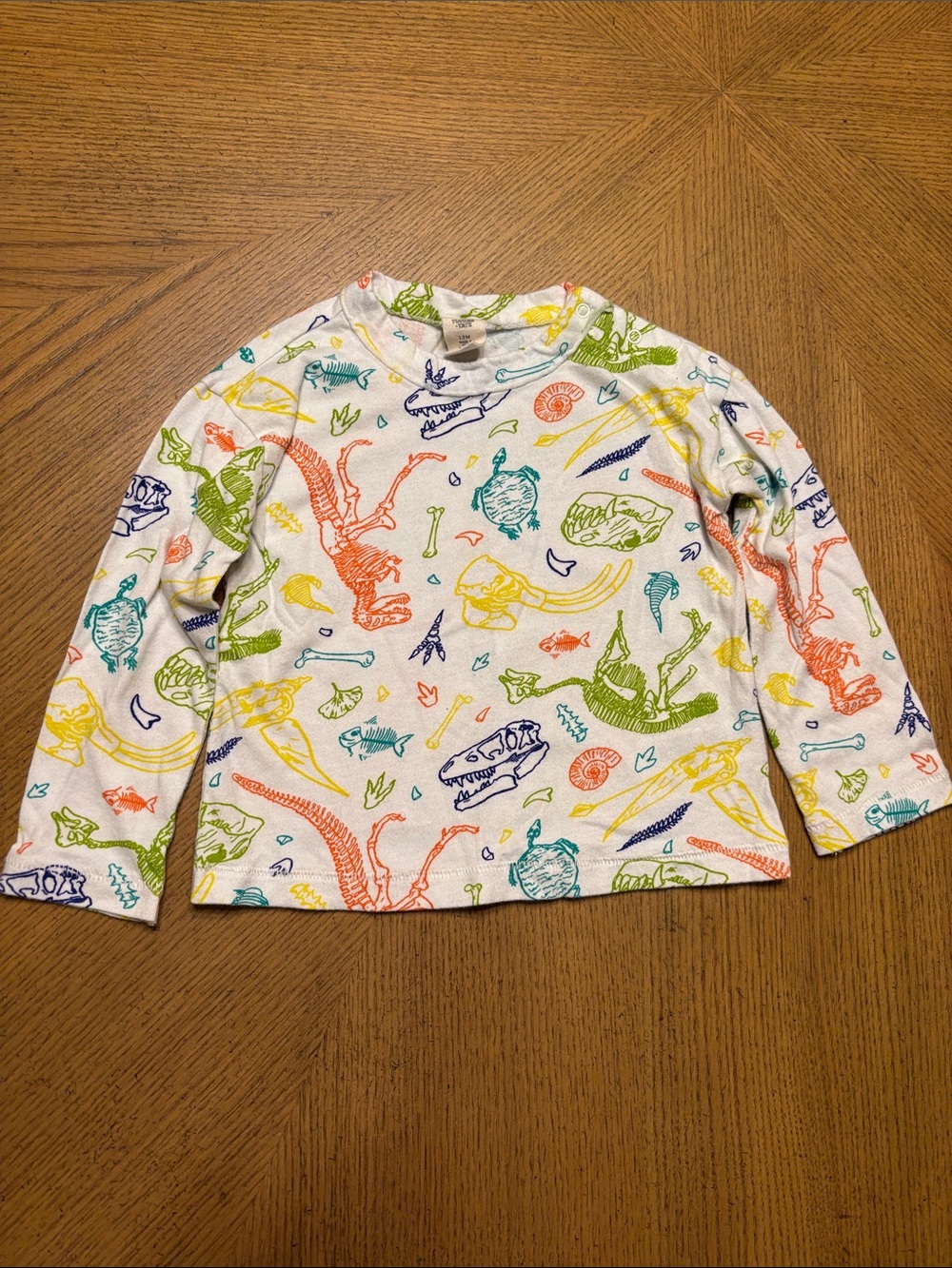 Tucker + Tate Cream Long Sleeve Tee with Colorful Dino Sketches